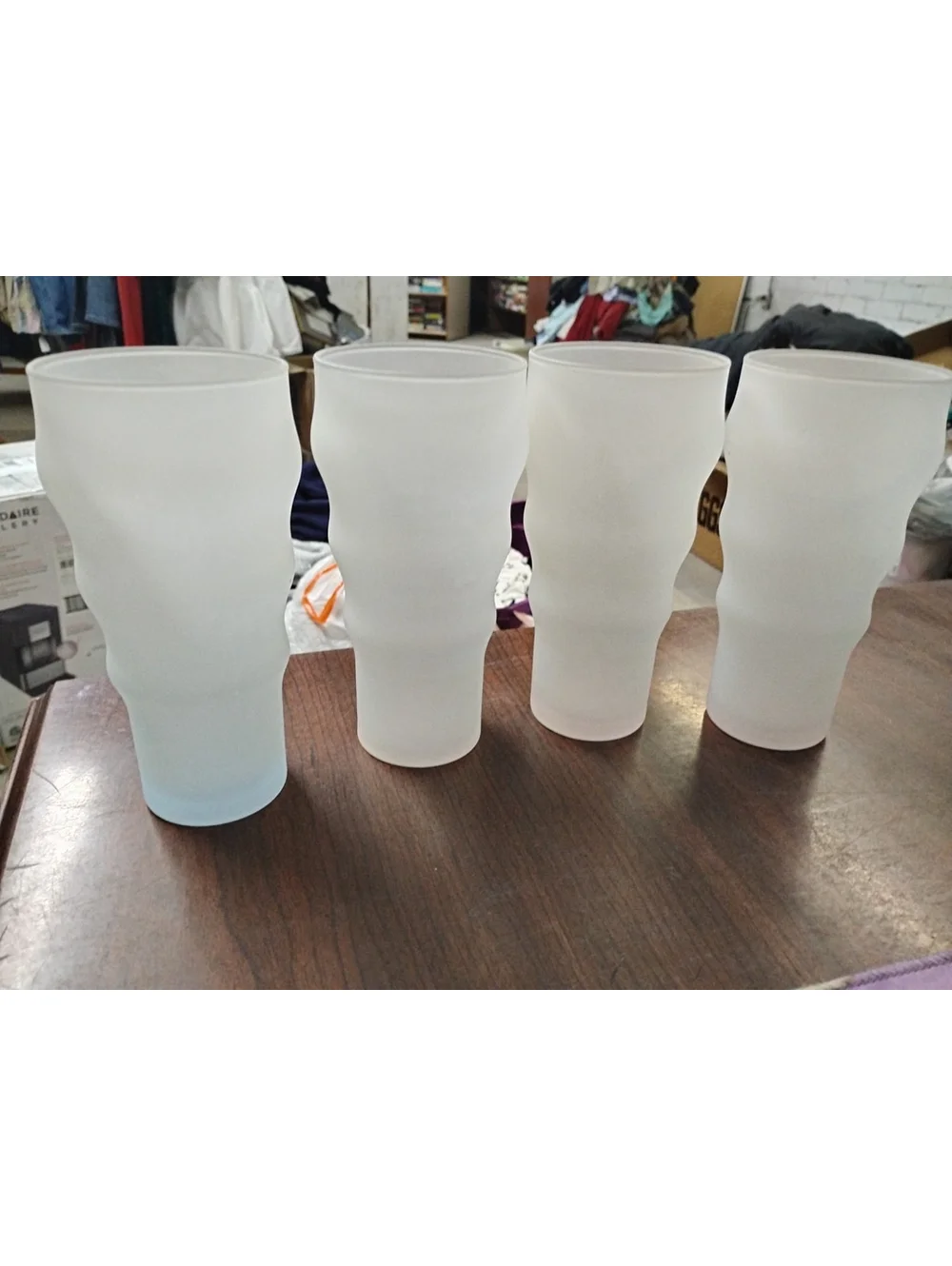 Vintage Frosted Glass Tumblers 7pc ripple Wavy Cocktail
